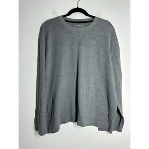 Saddlebred Men’s Cotton Blend Waffle Long Sleeve Pullover Gray Size XXL